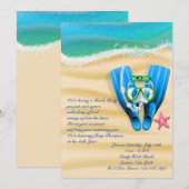 シュノーケリングギア ビーチパーティー招待状 招待状 (正面/裏面)