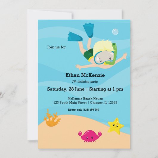 シュノーケリングパーティー 招待状 (正面)