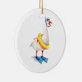 シュノーケリングホワイトガチョウ セラミックオーナメント (右)