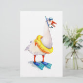 シュノーケリングホワイトガチョウ 便箋 (スタンド正面)