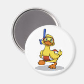 シュノーケリングマスクを着たアヒル |背景色 マグネット (正面/裏面)