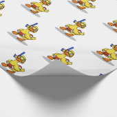 シュノーケリングマスクを着たアヒル |背景色 ラッピングペーパー (角)