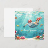 シュノーケリング サンタ 海の中のクリスマス ホリデーカード (正面/裏面)