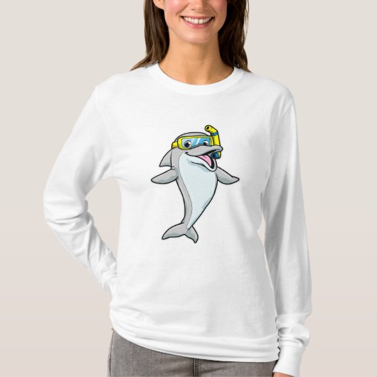 シュノーケルでダイビングするイルカ Tシャツ (正面)