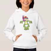 シュノーケルでダイビングをするカエル (正面)