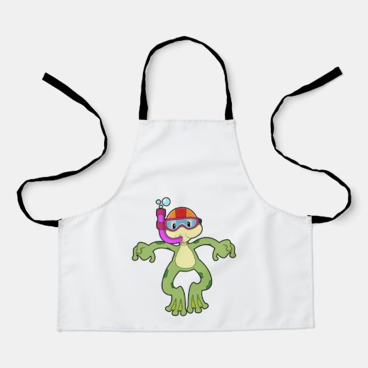 シュノーケルでダイビングをするカエル エプロン (正面)