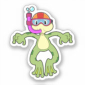 シュノーケルでダイビングをするカエル シール (正面)