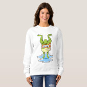 シュノーケルでダイビングをするカエル スウェットシャツ (正面フル)