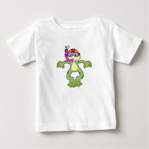シュノーケルでダイビングをするカエル ベビーTシャツ