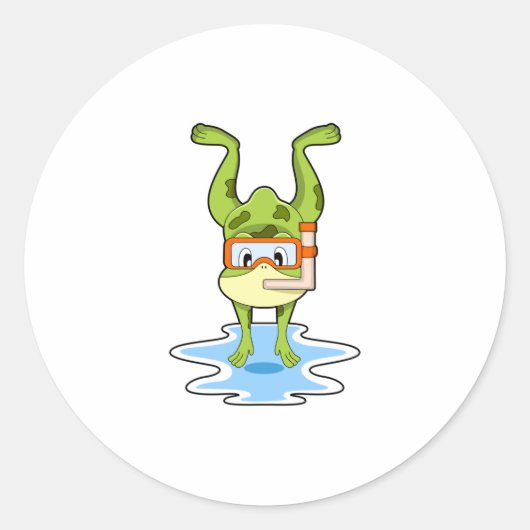 シュノーケルでダイビングをするカエル ラウンドシール (正面)