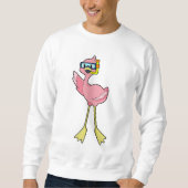 シュノーケルでダイビングをするフラミンゴ スウェットシャツ (正面)