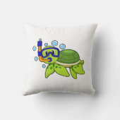 シュノーケルでダイビングをする亀 クッション (裏面)