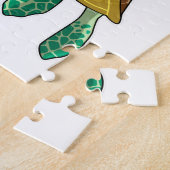 シュノーケルでダイビングをする亀 ジグソーパズル (側面)