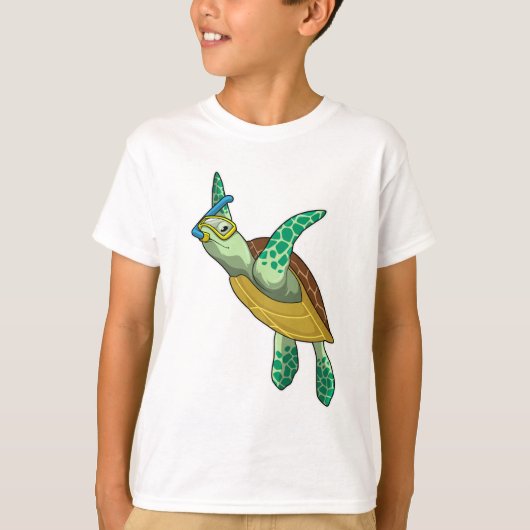 シュノーケルでダイビングをする亀 Tシャツ (正面)