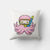 シュノーケルとスイミングゴーグルでダイビングをするタコ クッション (裏面)