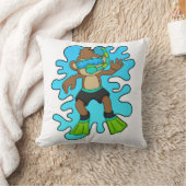 シュノーケルとダイバーとしてのサル クッション (ブランケット)