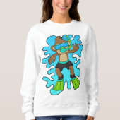 シュノーケルとダイバーとしてのサル スウェットシャツ (正面)