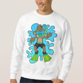 シュノーケルとダイバーとしてのサル スウェットシャツ (正面)