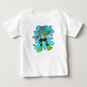 シュノーケルとダイバーとしてのサル ベビーTシャツ