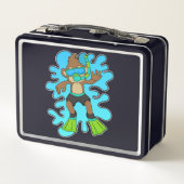 シュノーケルとダイバーとしてのサル メタルランチボックス (裏面)