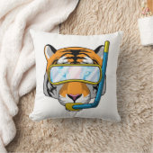 シュノーケルとダイバーとしてのタイガー クッション (ブランケット)