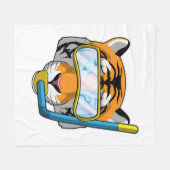 シュノーケルとダイバーとしてのタイガー フリースブランケット (正面(横))