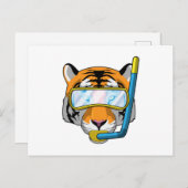 シュノーケルとダイバーとしてのタイガー ポストカード (正面/裏面)