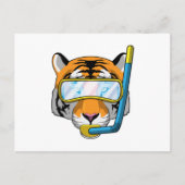 シュノーケルとダイバーとしてのタイガー ポストカード (正面)