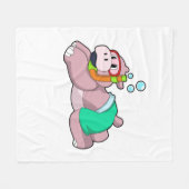 シュノーケルとダイビングのヒッポ フリースブランケット (正面(横))