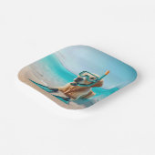 シュノーケルとフリッパーを着たゴールデンレトリバー ペーパープレート (傾斜あり)