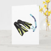 シュノーケルとフリッパーグリーティングカード カード (黄色い花)
