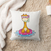 シュノーケルと泳ぐキリン クッション (ブランケット)