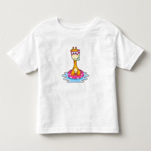シュノーケルと泳ぐキリン トドラーTシャツ (正面)