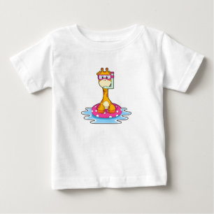 シュノーケルと泳ぐキリン ベビーTシャツ