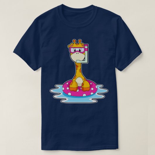 シュノーケルと泳ぐキリン Tシャツ (デザイン正面)