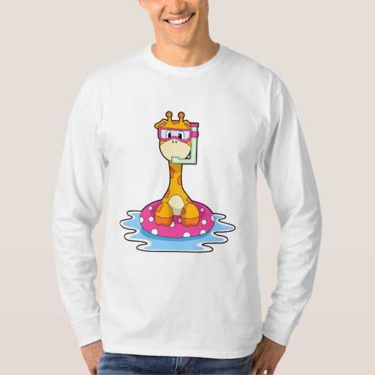 シュノーケルと泳ぐキリン Tシャツ (正面)