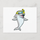 シュノーケルをつけてダイビングするイルカ ポストカード (正面)