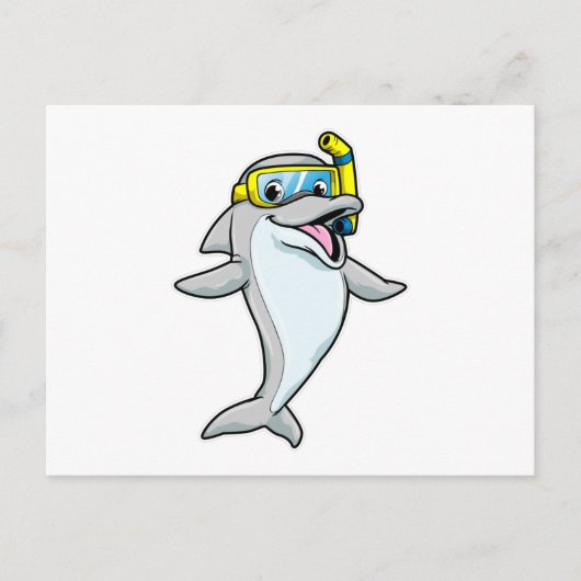 シュノーケルをつけてダイビングするイルカ ポストカード (正面)
