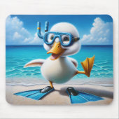 シュノーケルオン付きホワイトダックビーチ マウスパッド (正面)