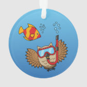 シュノーケルマスクと熱帯魚のフクロウ オーナメント (裏面)