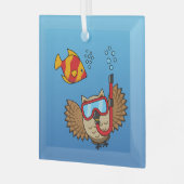 シュノーケルマスクと熱帯魚のフクロウ ガラスオーナメント (正面左)