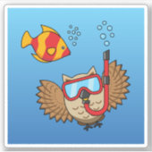 シュノーケルマスクと熱帯魚のフクロウ シール (正面)