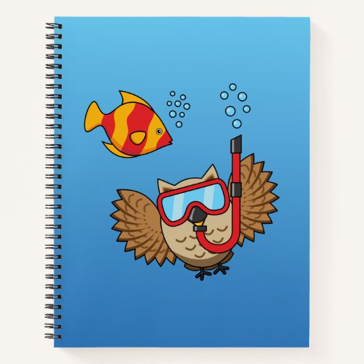 シュノーケルマスクと熱帯魚のフクロウ ノートブック (正面)