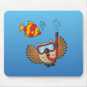 シュノーケルマスクと熱帯魚のフクロウ マウスパッド (正面)