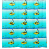 シュノーケル魚のアニメ金魚 シャワーカーテン (正面)