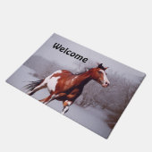 シュピーゲランド絵を描歓迎馬の雪模様 ドアマット (アングル)
