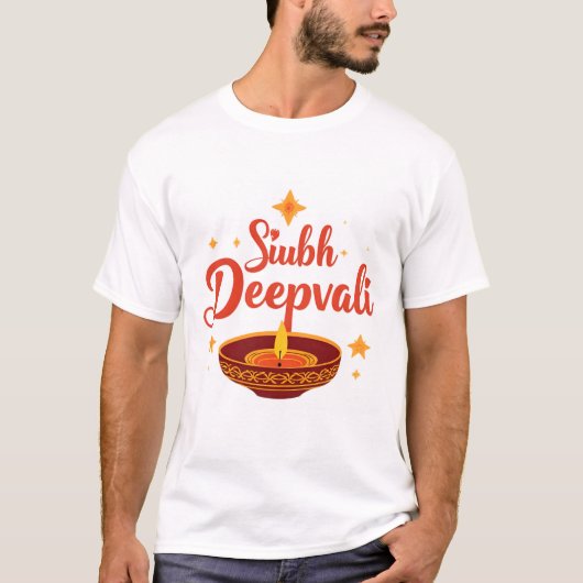 ✨ シュブ・ディーパヴァリ | 伝統的なディワリ・ランゴリ Tシャツ (正面)