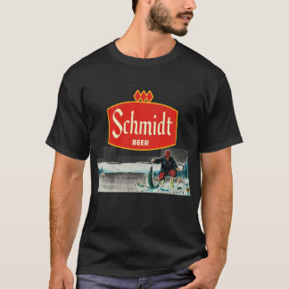 シュミットビールレトロデフンアイス魚釣り自然セン Tシャツ