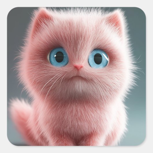 シュムザピンク子猫 スクエアシール (正面)