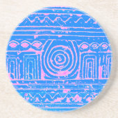 シュメールのメソポタミアンパターンピンクブルー コースター (正面)